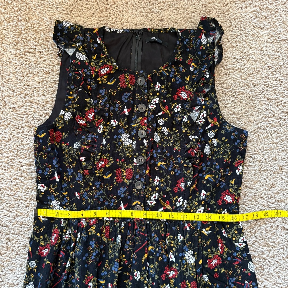 Madewell Corduroy Ruffle-Front Dress in Finch Floral Size 10 - Picture 10 of 14